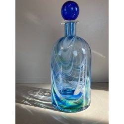 BOTTIGLIA VETRO MURANO Carlo Moretti "Marblé" VINTAGE TRASPARENTE BLU VERDE '70