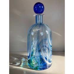 BOTTIGLIA VETRO MURANO Carlo Moretti "Marblé" VINTAGE TRASPARENTE BLU VERDE '70