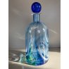 BOTTIGLIA VETRO MURANO Carlo Moretti "Marblé" VINTAGE TRASPARENTE BLU VERDE '70