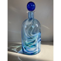 BOTTIGLIA VETRO MURANO Carlo Moretti "Marblé" VINTAGE TRASPARENTE BLU VERDE '70