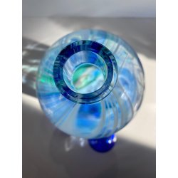 BOTTIGLIA VETRO MURANO Carlo Moretti "Marblé" VINTAGE TRASPARENTE BLU VERDE '70