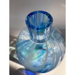 BOTTIGLIA VETRO MURANO Carlo Moretti "Marblé" VINTAGE TRASPARENTE BLU VERDE '70