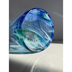 BOTTIGLIA VETRO MURANO Carlo Moretti "Marblé" VINTAGE TRASPARENTE BLU VERDE '70