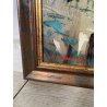 QUADRO DIPINTO Carlo Monti VEDUTA CORSO EUROPA BARCHE PORTO ARONA 2000 OLIO TELA