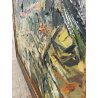 QUADRO DIPINTO Carlo Monti VEDUTA CORSO EUROPA BARCHE PORTO ARONA 2000 OLIO TELA