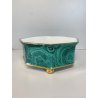 VASO OTTAGONALE CERAMICA ESTE C.E. DISEGNO MALACHITE VERDE ORO ø 25 H 10,5 cm