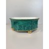 VASO OTTAGONALE CERAMICA ESTE C.E. DISEGNO MALACHITE VERDE ORO ø 25 H 10,5 cm