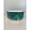 VASO OTTAGONALE CERAMICA ESTE C.E. DISEGNO MALACHITE VERDE ORO ø 25 H 10,5 cm