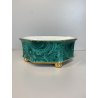 VASO OTTAGONALE CERAMICA ESTE C.E. DISEGNO MALACHITE VERDE ORO ø 25 H 10,5 cm