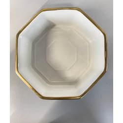 VASO OTTAGONALE CERAMICA ESTE C.E. DISEGNO MALACHITE VERDE ORO ø 25 H 10,5 cm