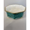 VASO OTTAGONALE CERAMICA ESTE C.E. DISEGNO MALACHITE VERDE ORO ø 25 H 10,5 cm