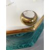 VASO OTTAGONALE CERAMICA ESTE C.E. DISEGNO MALACHITE VERDE ORO ø 25 H 10,5 cm