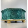 VASO OTTAGONALE CERAMICA ESTE C.E. DISEGNO MALACHITE VERDE ORO ø 25 H 10,5 cm