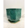 VASO CACHEPOT OTTAGONALE CERAMICA ESTE C.E. MALACHITE VERDE ORO ø 32 x 29,5 cm/h