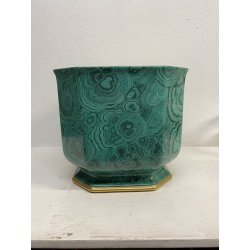 VASO CACHEPOT OTTAGONALE CERAMICA ESTE C.E. MALACHITE VERDE ORO ø 32 x 29,5 cm/h