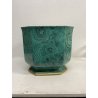 VASO CACHEPOT OTTAGONALE CERAMICA ESTE C.E. MALACHITE VERDE ORO ø 32 x 29,5 cm/h