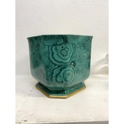 VASO CACHEPOT OTTAGONALE CERAMICA ESTE C.E. MALACHITE VERDE ORO ø 32 x 29,5 cm/h