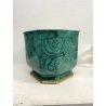 VASO CACHEPOT OTTAGONALE CERAMICA ESTE C.E. MALACHITE VERDE ORO ø 32 x 29,5 cm/h