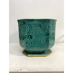 VASO CACHEPOT OTTAGONALE CERAMICA ESTE C.E. MALACHITE VERDE ORO ø 32 x 29,5 cm/h