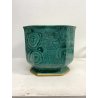 VASO CACHEPOT OTTAGONALE CERAMICA ESTE C.E. MALACHITE VERDE ORO ø 32 x 29,5 cm/h