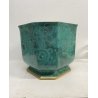 VASO CACHEPOT OTTAGONALE CERAMICA ESTE C.E. MALACHITE VERDE ORO ø 32 x 29,5 cm/h