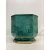 VASO CACHEPOT OTTAGONALE CERAMICA ESTE C.E. MALACHITE VERDE ORO ø 32 x 29,5 cm/h