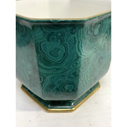 VASO CACHEPOT OTTAGONALE CERAMICA ESTE C.E. MALACHITE VERDE ORO ø 32 x 29,5 cm/h