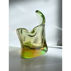 POSACENERE Harrachov CZECH VETRO BOEMIA SOMMERSO AMBRA VERDE SVUOTATASCHE MCM