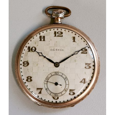 ANTICO OROLOGIO TASCA DORATO Art Déco ORATOR cal. 18.220 anni 30 POCKET WATCH