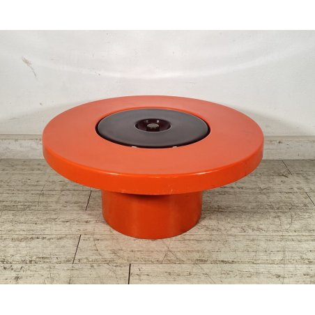 TAVOLINO SALOTTO DESIGN ANNI 70 PORTA OGGETTI PLASTICA ARANCIONE VINTAGE TABLE