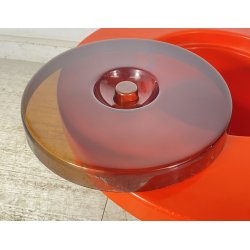 TAVOLINO SALOTTO DESIGN ANNI 70 PORTA OGGETTI PLASTICA ARANCIONE VINTAGE TABLE