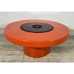 TAVOLINO SALOTTO DESIGN ANNI 70 PORTA OGGETTI PLASTICA ARANCIONE VINTAGE TABLE
