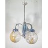 LAMPADARIO DESIGN ATTR. TONI ZUCCHERI VETRO METALLO LAMPADA SOFFITTO ANNI 70