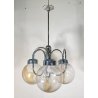 LAMPADARIO DESIGN ATTR. TONI ZUCCHERI VETRO METALLO LAMPADA SOFFITTO ANNI 70