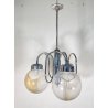 LAMPADARIO DESIGN ATTR. TONI ZUCCHERI VETRO METALLO LAMPADA SOFFITTO ANNI 70