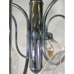 LAMPADARIO DESIGN ATTR. TONI ZUCCHERI VETRO METALLO LAMPADA SOFFITTO ANNI 70