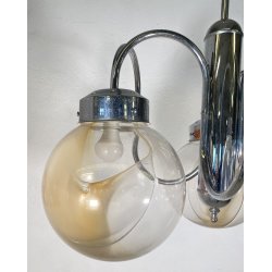 LAMPADARIO DESIGN ATTR. TONI ZUCCHERI VETRO METALLO LAMPADA SOFFITTO ANNI 70