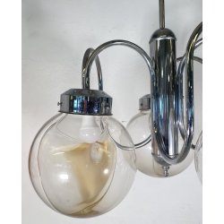 LAMPADARIO DESIGN ATTR. TONI ZUCCHERI VETRO METALLO LAMPADA SOFFITTO ANNI 70