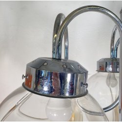 LAMPADARIO DESIGN ATTR. TONI ZUCCHERI VETRO METALLO LAMPADA SOFFITTO ANNI 70