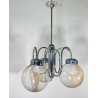 LAMPADARIO DESIGN ATTR. TONI ZUCCHERI VETRO METALLO LAMPADA SOFFITTO ANNI 70