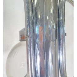 LAMPADARIO DESIGN ATTR. TONI ZUCCHERI VETRO METALLO LAMPADA SOFFITTO ANNI 70