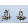 COPPIA LAMPADARIO STILE MARIA TERESA PRIMI 1900 FERRO VETRO HANGING LAMP VINTAGE