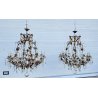 COPPIA LAMPADARIO STILE MARIA TERESA PRIMI 1900 FERRO VETRO HANGING LAMP VINTAGE