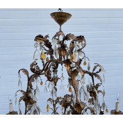 COPPIA LAMPADARIO STILE MARIA TERESA PRIMI 1900 FERRO VETRO HANGING LAMP VINTAGE