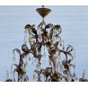 COPPIA LAMPADARIO STILE MARIA TERESA PRIMI 1900 FERRO VETRO HANGING LAMP VINTAGE