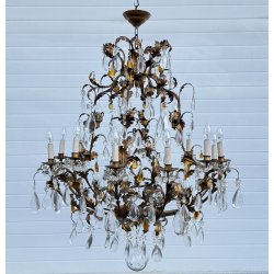 COPPIA LAMPADARIO STILE MARIA TERESA PRIMI 1900 FERRO VETRO HANGING LAMP VINTAGE