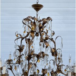 COPPIA LAMPADARIO STILE MARIA TERESA PRIMI 1900 FERRO VETRO HANGING LAMP VINTAGE