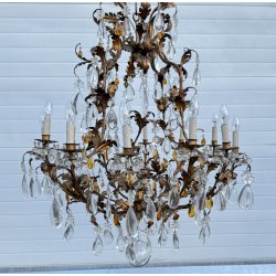 COPPIA LAMPADARIO STILE MARIA TERESA PRIMI 1900 FERRO VETRO HANGING LAMP VINTAGE