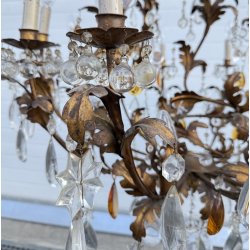COPPIA LAMPADARIO STILE MARIA TERESA PRIMI 1900 FERRO VETRO HANGING LAMP VINTAGE