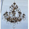 COPPIA LAMPADARIO STILE MARIA TERESA PRIMI 1900 FERRO VETRO HANGING LAMP VINTAGE